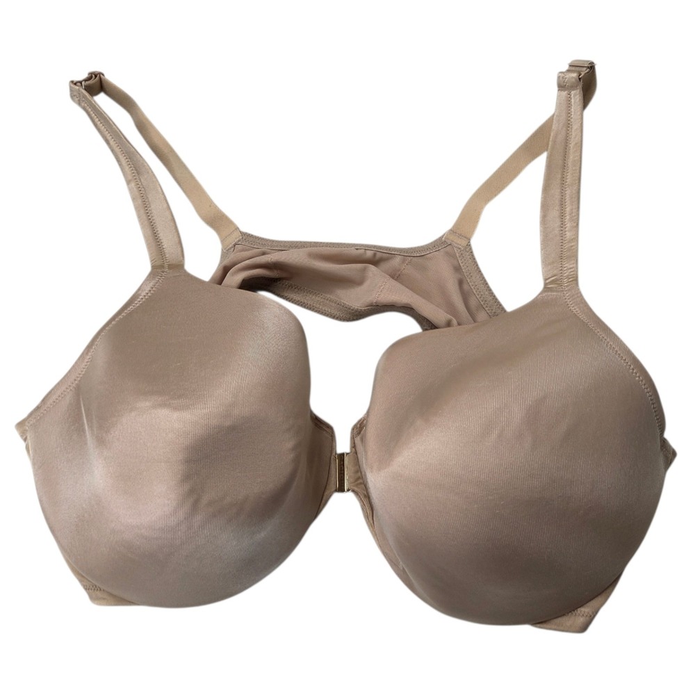 Cacique Lightly Lined Full Coverage Beige Front‎ Close 44D Wired Bra Everyday